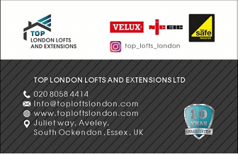 business-card with TOP LONDON LOFTS AND EXTENSIONS contact info