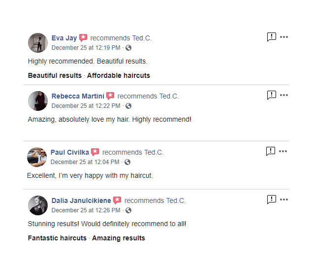 A screenshot of facebook reviews, if you click on the picture it will redirect you to Ted Civilka facebook page